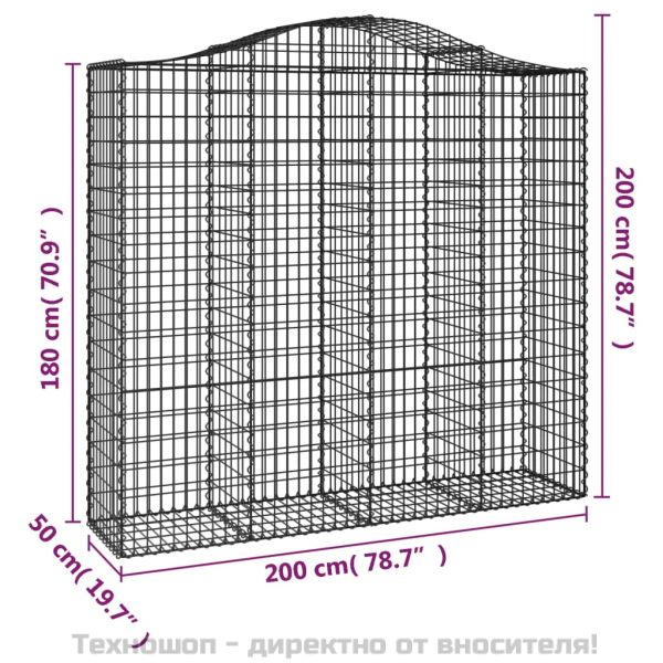 Габионни кошници арка 3 бр 200x50x180/200 см поцинковано желязо