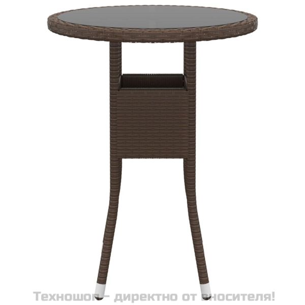 Градински трапезен комплект, 3 части, полиратан, кафяв