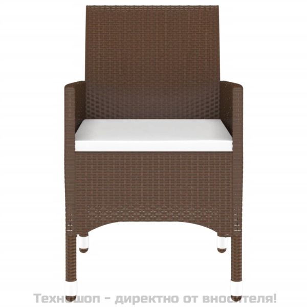 Градински трапезен комплект, 3 части, полиратан, кафяв