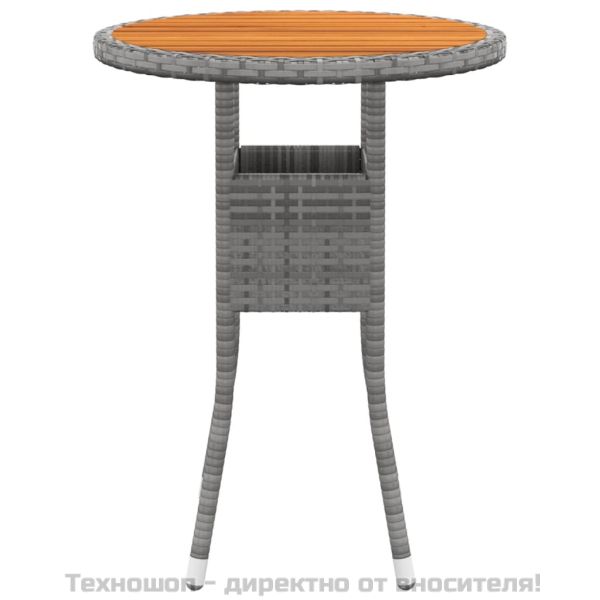 Градински трапезен комплект, 3 части, полиратан, сив