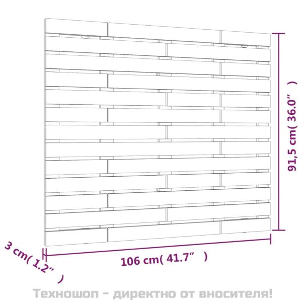 Стенна табла за спалня, 106x3x91,5 см, борово дърво масив