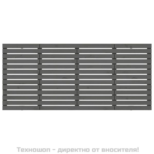 Стенна табла за спалня, сива, 166x3x91,5 см, борово дърво масив