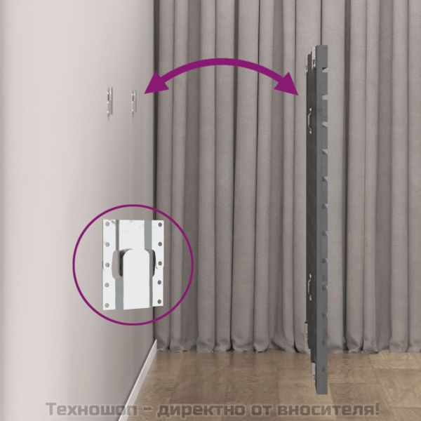 Стенна табла за спалня, сива, 166x3x91,5 см, борово дърво масив