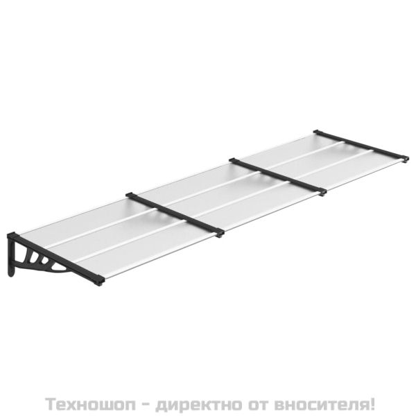 Навес за врата, черно и прозрачно, 297,5x90 см, поликарбонат