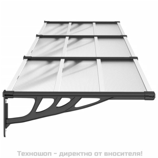 Навес за врата, черно и прозрачно, 297,5x90 см, поликарбонат