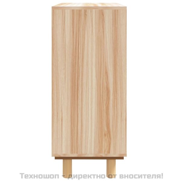 Сайдборд, кафяв, 60x30x70 см, бор масив и естествен ратан