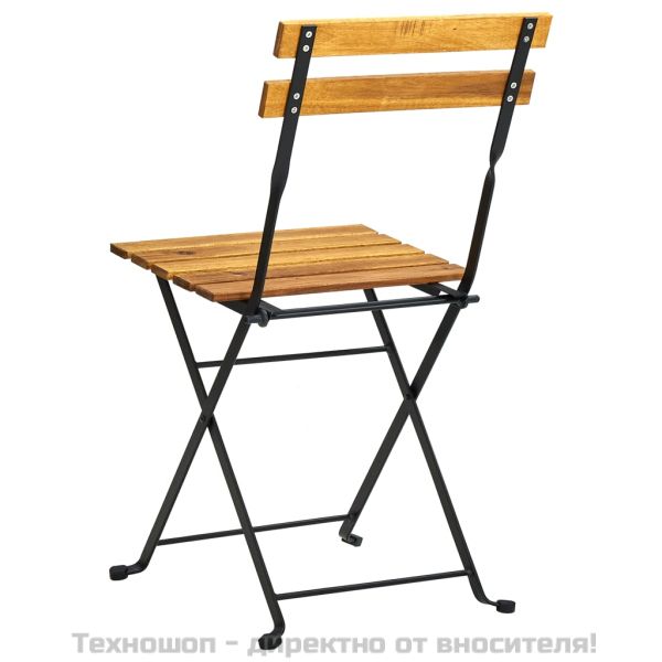 Сгъваеми градински столове, 6 бр, стомана и акация масив
