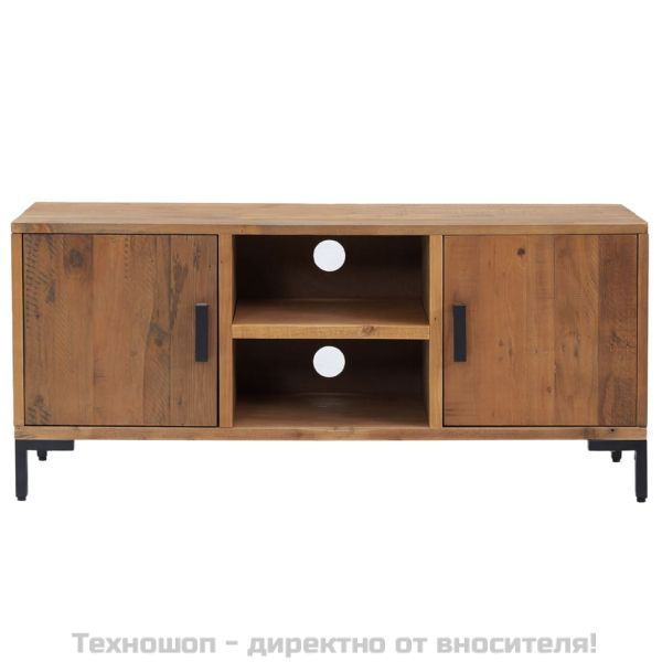 ТВ шкаф, кафяв, 110x35x48 см, борова дървесина масив