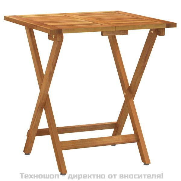 Сгъваем бистро комплект, 3 части, с възглавници, акация масив