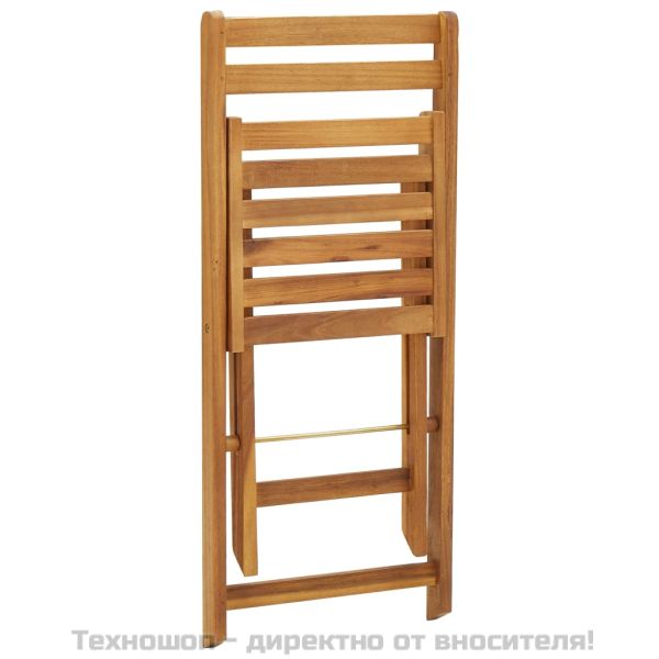 Сгъваем бистро комплект, 3 части, с възглавници, акация масив
