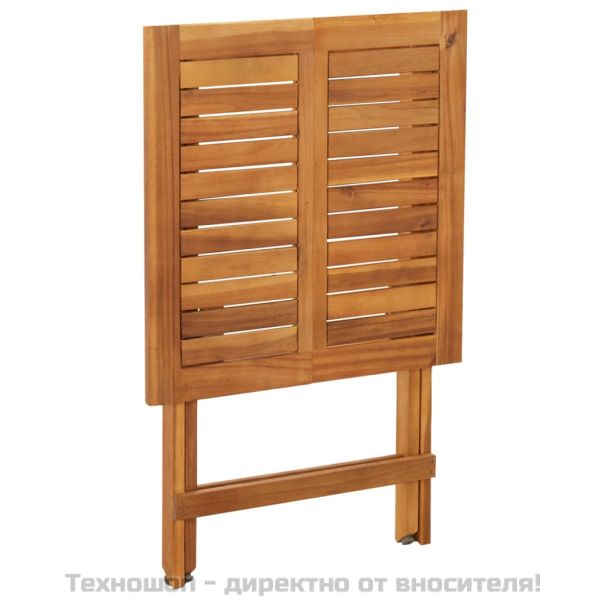 Сгъваем бистро комплект, 3 части, с възглавници, акация масив