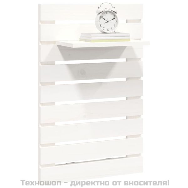 Нощни рафтове за стена, 2 бр, бели, борово дърво масив