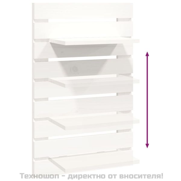 Нощни рафтове за стена, 2 бр, бели, борово дърво масив