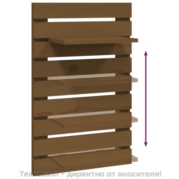 Нощни рафтове за стена, 2 бр, меденокафяви, борово дърво масив