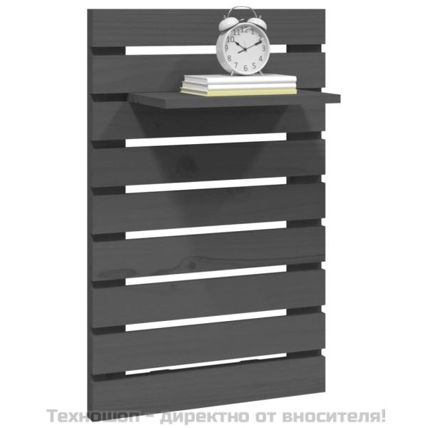 Нощни рафтове за стена, 2 бр, сиви, борово дърво масив