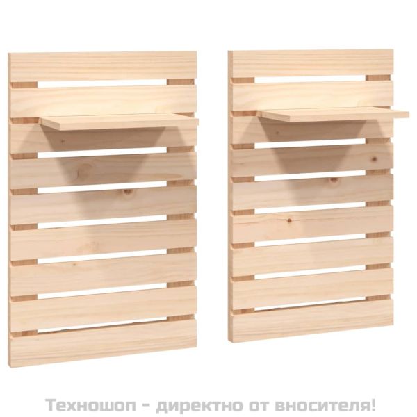 Нощни рафтове за стена, 2 бр, борово дърво масив