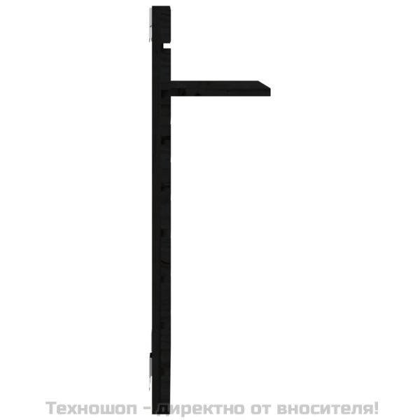 Нощни рафтове за стена, 2 бр, черни, борово дърво масив