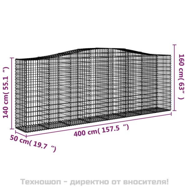Габионни кошници арка 6 бр 400x50x140/160 см поцинковано желязо