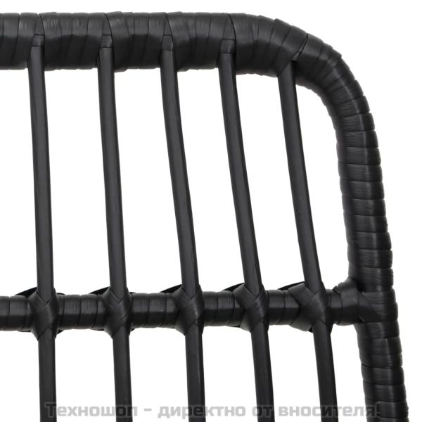 Градински трапезен комплект, 3 части, черен, полиратан