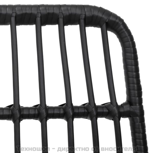 Градински трапезен комплект, 9 части, черен, полиратан