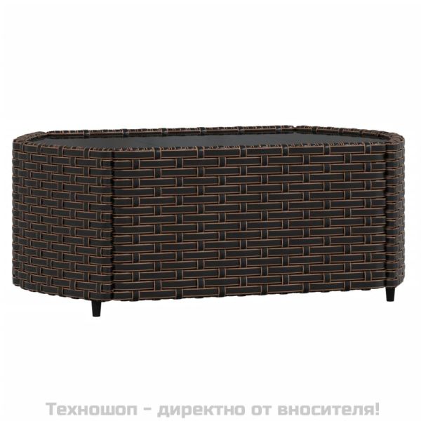 Градински комплект с възглавници, 3 части, кафяв, полиратан