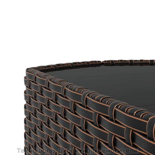 Градински комплект с възглавници, 3 части, кафяв, полиратан