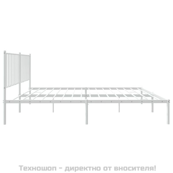 Метална рамка за легло с горна табла, бяла, 160x200 см