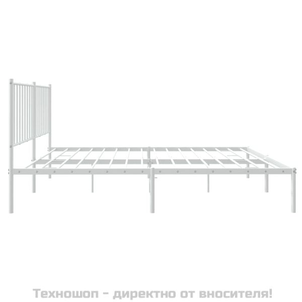 Метална рамка за легло с горна табла, бяла, 140x200 см