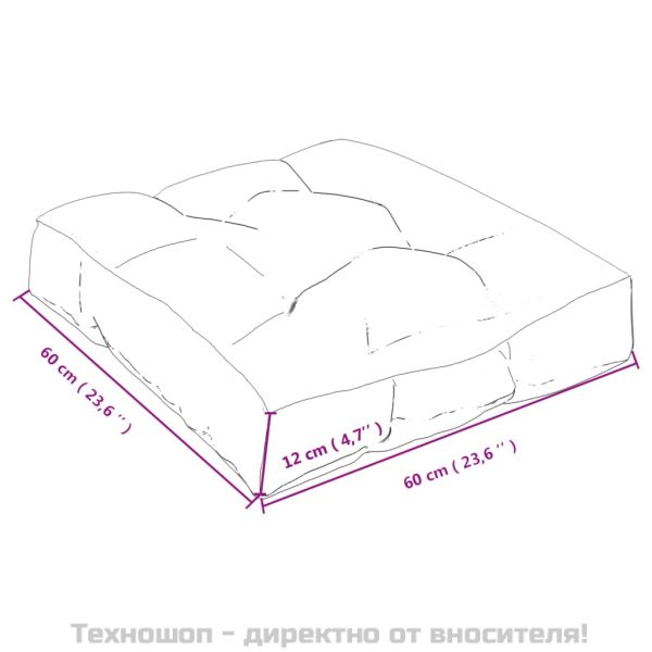 Палетна възглавница, розова, 60x60x12 см, текстил