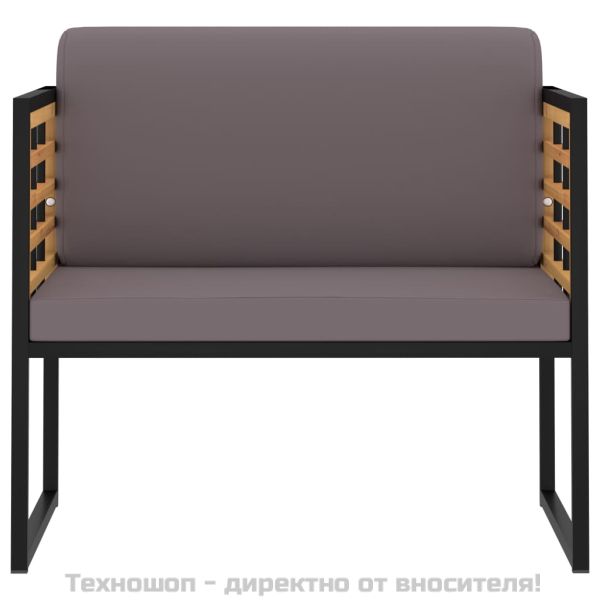 Градински столове с възглавници, 2 бр, акация масив, тъмносиви