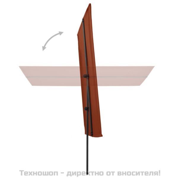 Градински чадър с алуминиев прът, 180x110 см, теракота