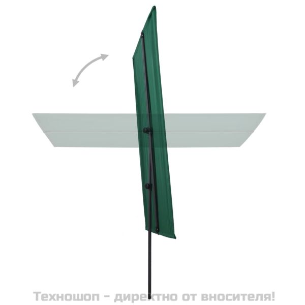 Градински чадър с алуминиев прът, 180x110 см, зелен