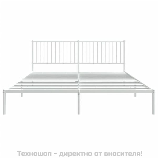 Метална рамка за легло с горна табла, бяла, 180x200 см