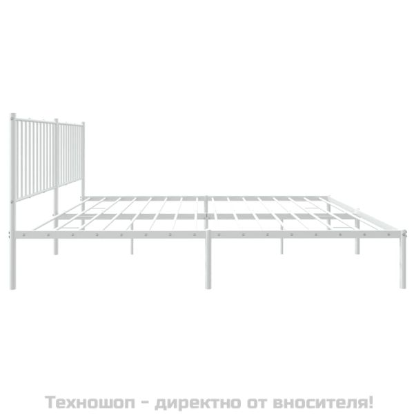 Метална рамка за легло с горна табла, бяла, 180x200 см