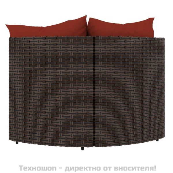 Градински ъглови дивани с възглавници, 2 бр, кафяви, полиратан