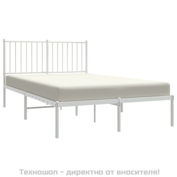 Метална рамка за легло с горна табла, бяла, 120x190 см