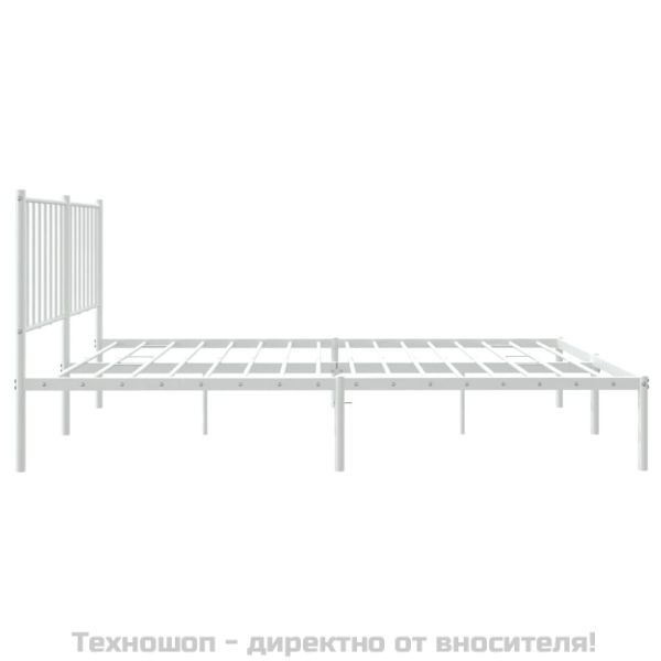 Метална рамка за легло с горна табла, бяла, 120x190 см