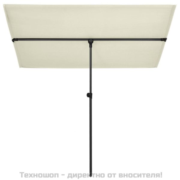 Градински чадър с алуминиев прът, 180x110 см, пясъчнобял