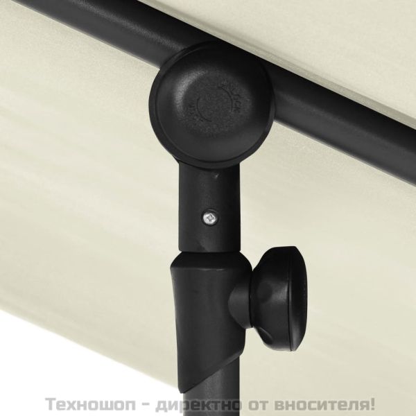 Градински чадър с алуминиев прът, 180x110 см, пясъчнобял