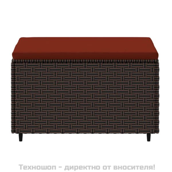 Градински табуретки с възглавници, 2 бр, кафяв полиратан