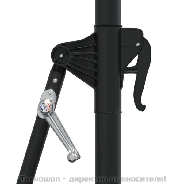 Градински чадър за монтаж на стена, с LED, 300 см, таупе