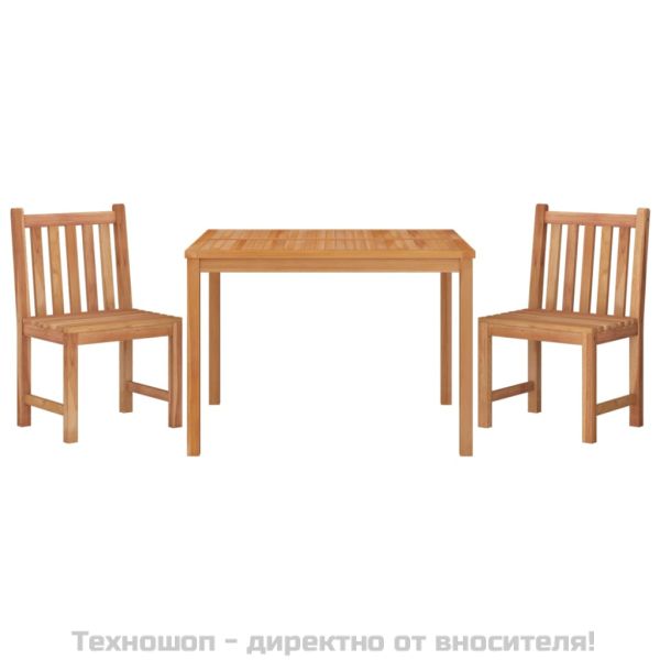 Градински трапезен комплект, 3 части, тиково дърво масив