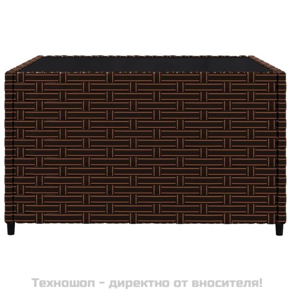 Градински комплект с възглавници, 3 части, кафяв, полиратан