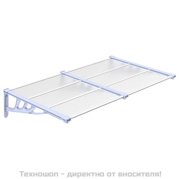 Навес за врата, сиво и прозрачно, 152,5x90 см, поликарбонат