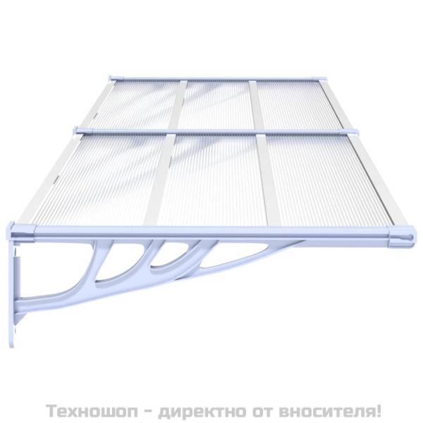 Навес за врата, сиво и прозрачно, 239x90 см, поликарбонат
