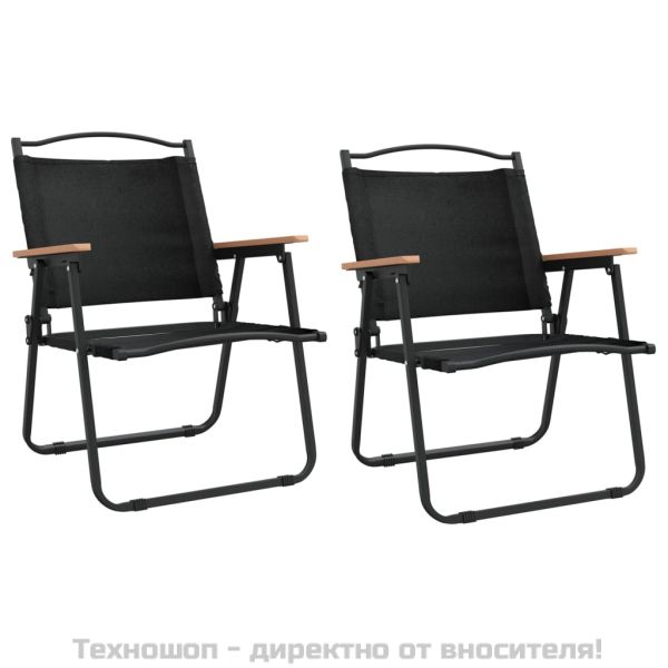 Къмпинг столове 2 бр черни 54x55x78 см Оксфорд плат