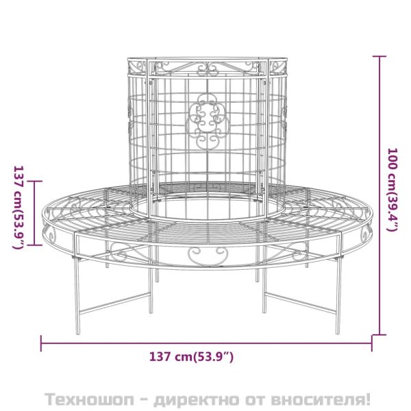 Пейка за около дърво, Ø137 см, черна, стомана