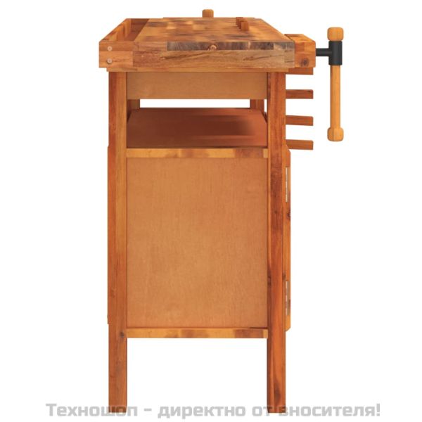 Работна маса с чекмедже и менгемета 124x52x83 см Масивна дървесина, акация
