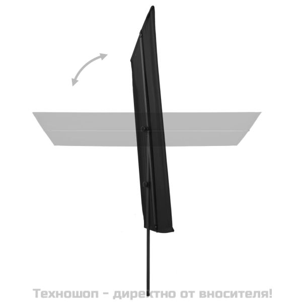 Градински чадър с алуминиев прът, 180x110 см, черен