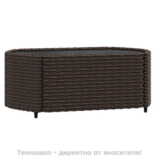 Градински комплект с възглавници, 3 части, кафяв, полиратан